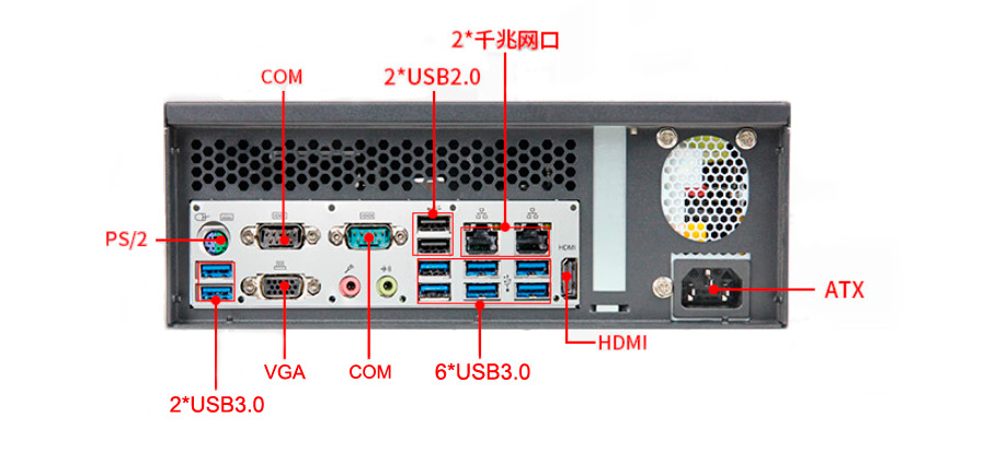 Detailed Drawing of IPC-201-I1101 I7-6700/8G/1T/250W Wall-mounted Industrial PC