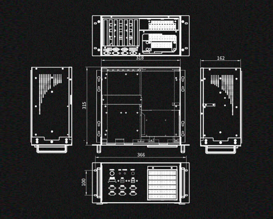 Detailed Drawing of IPC-407-A6701 I7-12700/64G/4T/550W 4U Rackmount PC