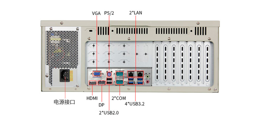 Detailed Drawing of IPC-610-M47H I713700/32G/512+2T/4060ti 4U Rackmount PC