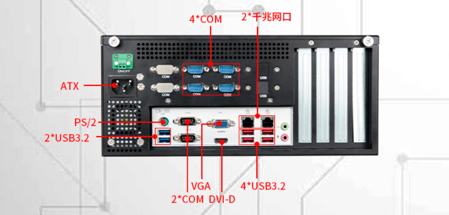 Detailed Drawing of IPC-304-M4201 I3-10100/8G/1T/300W Wall-mounted Industrial PC