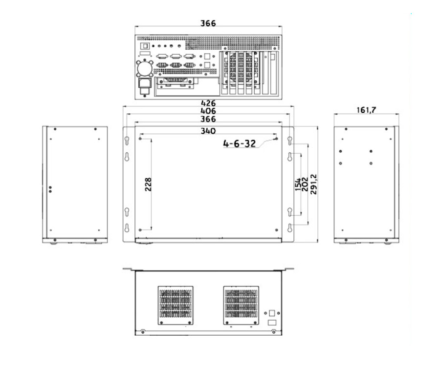 Detailed Drawing of IPC-307-A6701 I7-12700/64G/4T/550W Wall-mounted Industrial PC