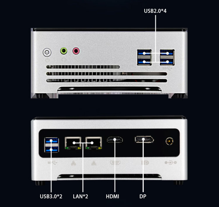 Detailed Drawing of EPC-6002 I7-7820HQ/16G/512G/12V Embedded Industrial PC