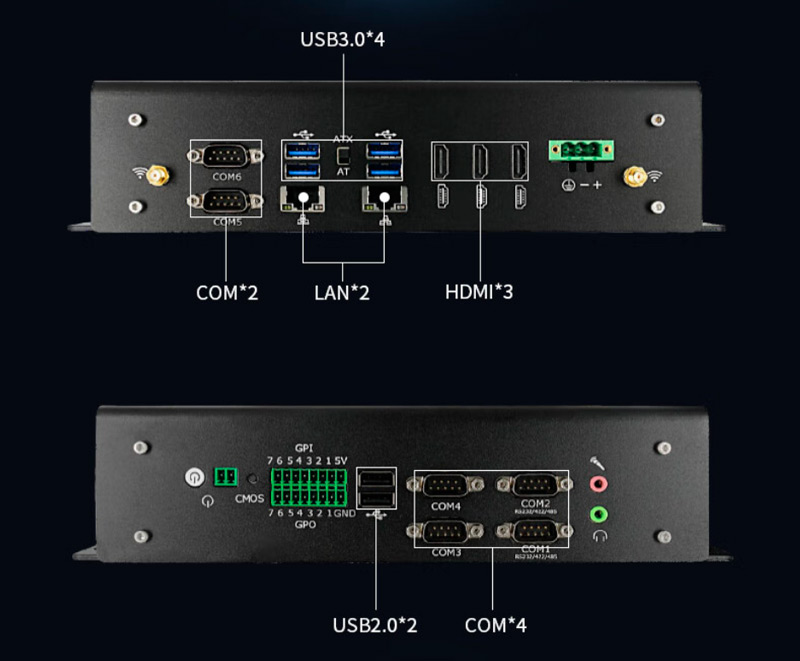 Detailed Drawing of EPC-6008 I5-8400H/16G/512G/9-36V Embedded Industrial PC