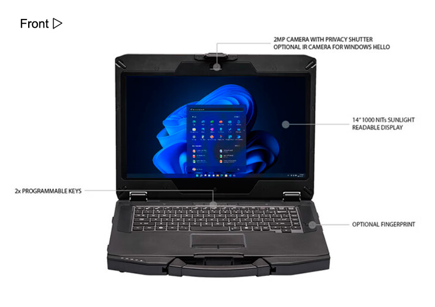 Detailed Drawing of VPM-1404 I3-1115G4/4G/128G Rugged Laptop