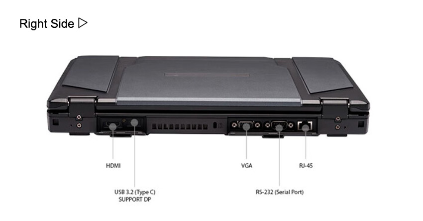 Detailed Drawing of VPM-1404 I3-1115G4/4G/128G Rugged Laptop