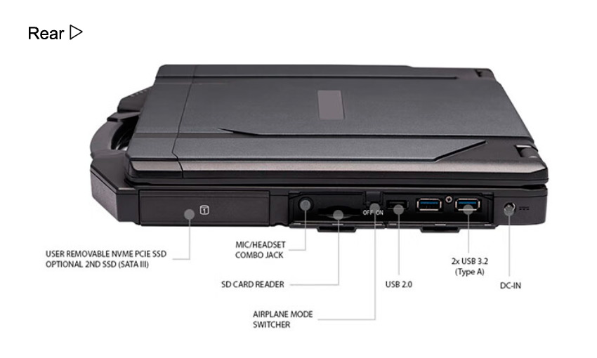 Detailed Drawing of VPM-1404 I3-1115G4/4G/128G Rugged Laptop