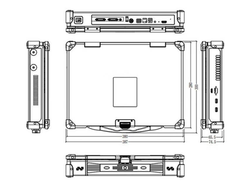 Detailed Drawing of VPM-1503 KX-U6780A/16G/1TBSSD/Adapter Rugged Laptop